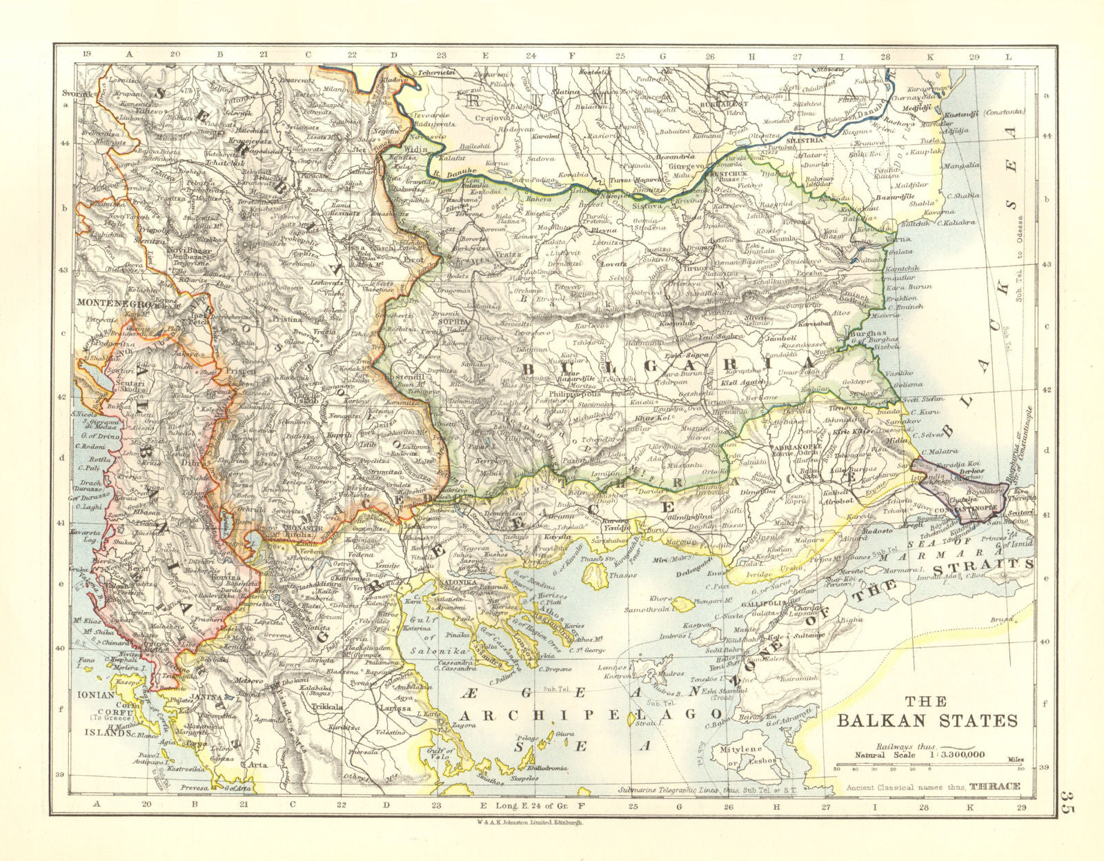BALKAN STATES per Treaty of Sevres. Zone of Straits DMZ. Greek Thrace 1920 map
